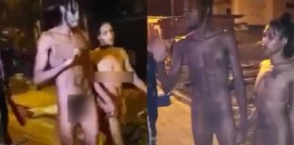 Uproar as Nigerian man, US lover under ‘drug influence’ walk naked in Lagos