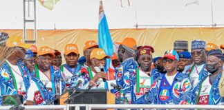 Osinbajo, Aregbesola absent as Buhari, Lawan, Tinubu, APC Govs seek re-election of Oyetola at mega rally