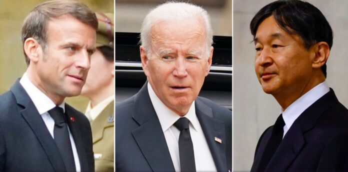 Emmanuel Macron-Joe Biden- Emperor Naruhito Biden