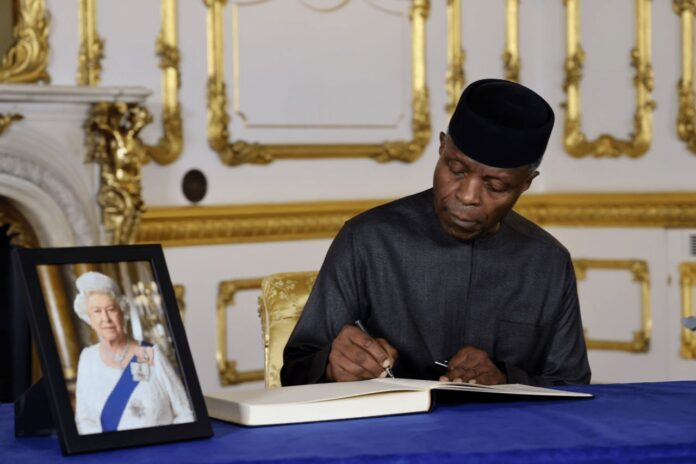 Osinbajo signs condolence register for Queen Elizabeth II Osinbajo