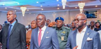 Lagos records lowest banks robbery incidents in decades L-R: Board Chairman of Lagos State Security Trust Fund (LSSTF), Mr Kehinde Durosinmi-Etti, Lagos State Governor, Mr Babajide Sanwo-Olu and Executive Secretary/CEO, LSSTF, Dr Abdurrazaq Balogun during the 16th annual town hall meeting on Security with the Governor, themed “LSSTF stewardship: A Review of our activities in line with the T.H.E.M.E.S Agenda of the Lagos State Government” at the Civic Center, Ozumba Mbadiwe Avenue, Victoria Island, on Thursday, November 24, 2022
