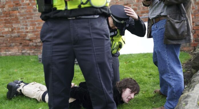 UK police arrest man egg