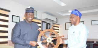 PHOTO: NIMASA DG, Bashir Jamoh visits Channels TV CEO, John Momoh NIMASA