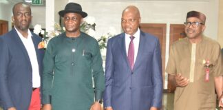 Shell Petroleum to reconcile accounts with NDDC The NDDC Executive Director, Projects, Mr. Charles Ogunmola; the NDDC MD, Dr. Samuel Ogbuku; the MD of SPDC, Mr. Osagie Okunbor and the NDDC Executive Director Finance & Administration, Maj-Gen. Charles Airhiavbere (Rtd), during a courtesy visit at the Shell Industrial Area in Port Harcourt.