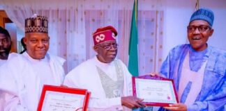 Buhari receives Tinubu, Shettima in Daura as duo present certificates of return to him Buhari
