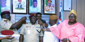 FRSC Corps Marshal decorates Bisi Kazeem with new rank of Deputy Corps Marshal