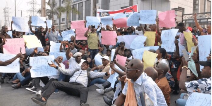 company workers protest