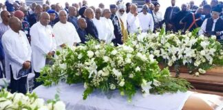 Finally, Herbert Wigwe, wife, son go home in blaze of glory as Akpabio, Fubara, others pay tribute