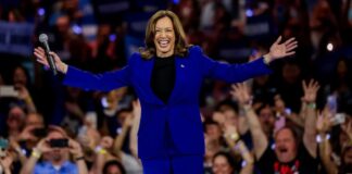 Harris accepts nomination for president, 100 miles away from convention site
