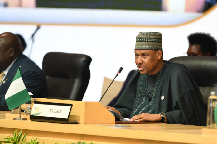Menteri Informasi dan Orientasi Nasional Nigeria Mohammed Idris menyampaikan pandangannya dalam Joint Leaders Session Indonesia-Africa Forum (IAF) II and High-Level Forum on Multi-Stakeholder Partnerships (HLF MSP) di Nusa Dua, Bali, Senin (2/9/2024).