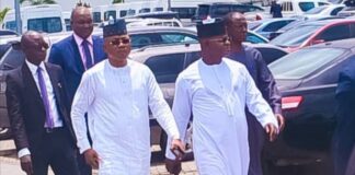 PHOTOS: Yahaya Bello arrives EFCC office with Ododo
