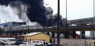 Fire guts Lagos Blue Line track, disrupts train movement