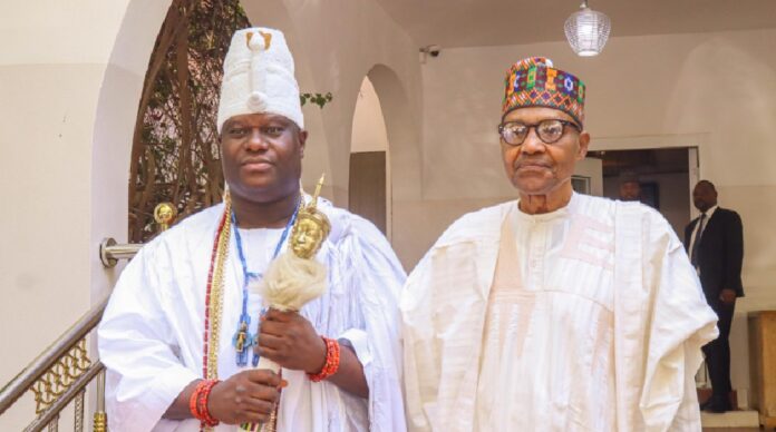Adeyeye Ogunwusi and Muhammadu Buhari